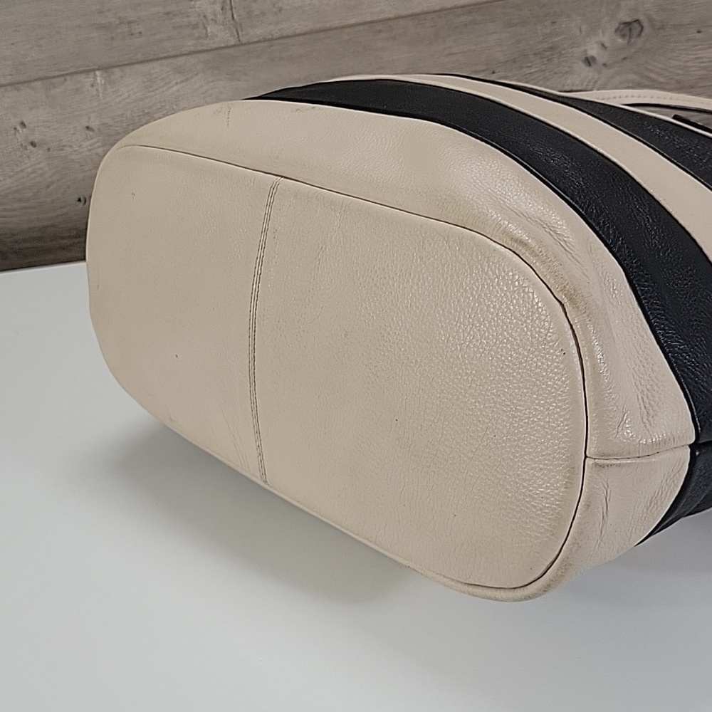 Radley London Striped Black and Cream Leather Tote Bag - Picture 8 of 15
